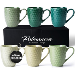 Набір кавових чашок Miamio Palmanova (Jungle) – 6 шт. по 400 мл – сучасна кераміка, матова поверхня
