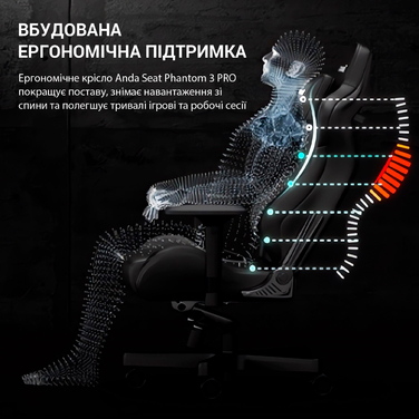 Крісло ігрове Anda Seat Phantom 3 Pro Fabric Dark Gray Size L