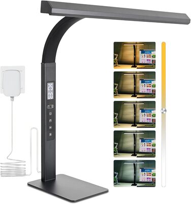 LED лампа настільна диммируемая 12W для дому та офісу, захист очей, денне світло, гнушийна шийка, 5 кольорів, безступеневе регулювання яскравості, для дому, офісу, дитячої кімнати