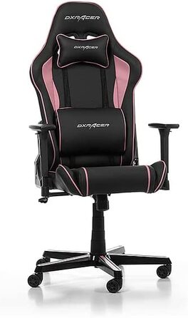 Ігрове крісло DXRacer Prince P08, штучна шкіра, чорно-рожевий, 185 см