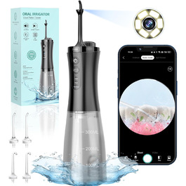 Електрична ірigator для порожнини рота VITCOCO бездротовий, 350 мл, 12 режимів, 5 насадок, чорний