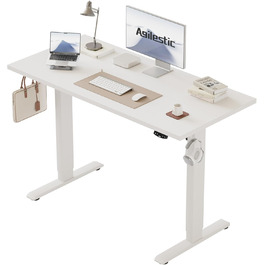 Регульований стіл Agilestic 110x60 см: електричний, з пам'яттю, ергономічний, для офісу та дому (білий)
