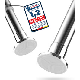 Штанга для душу без свердління 160-210 см, срібна, Ø 25 мм, телескопічна, з кріпленнями. Підходить для ванної, душової кабіни та перегородки. Нержавіюча сталь.