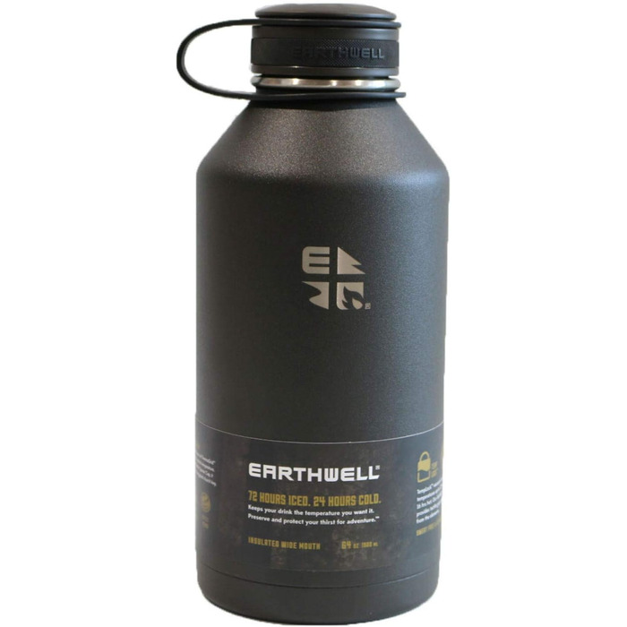 Вакуумна пляшка EARTHWELL 64 унції Trinkflasche 1.9 л Volcanic Black