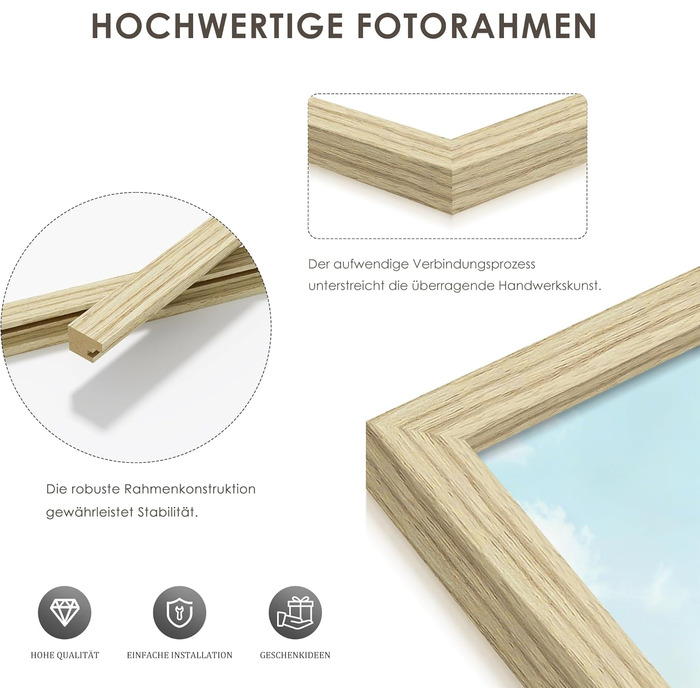 Набір фоторамок 3 шт 70x50 см з дерева для фото, картин, постерів (натуральне дерево)
