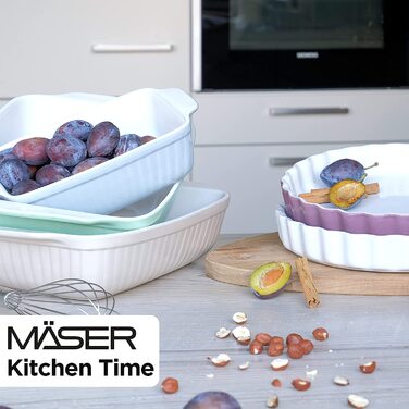 Серія MSER 931142 Kitchen Time, Форма для пирога з заварним кремом, кругла форма для випічки, стійка до подряпин і порізів, діаметром 27 см, Керамічна, (синя)