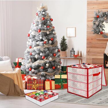 Ящик для зберігання новорічних кулі: органайзер для 64 куль, 4 яруси, 34x34x34 см