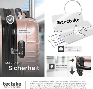 Набір валіз Tectake® 4 шт. з ABS пластику, рожевого кольору (S-M-L-XL)