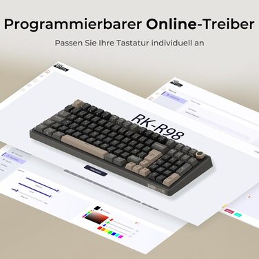 Механічна клавіатура Royal Kludge R98 Pro: 96% layout, RGB, NumPad, PBT, Hot-Swap, Creamy Switches, Grey