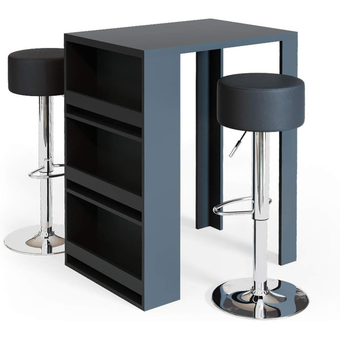 Набір барного столика та табуреток Vicco Bartisch-Set, білий/антрацит, 80 x 57 см (2 табуретки)