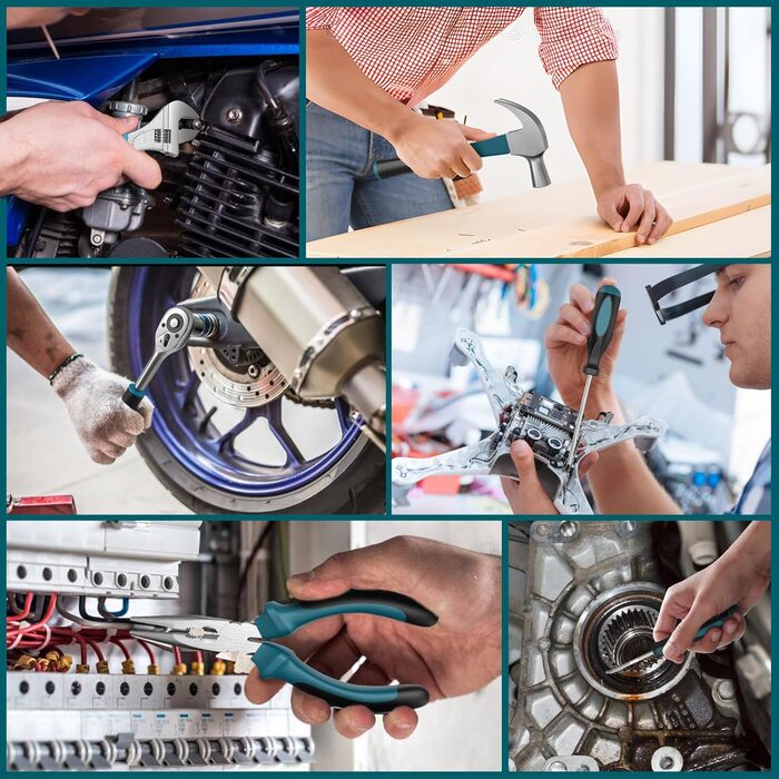 Набір інструментів Sundpey 255 предметів з акумуляторним дрилем-шуруповертом 21V, 2x2000mAh, синій - для дому та авто