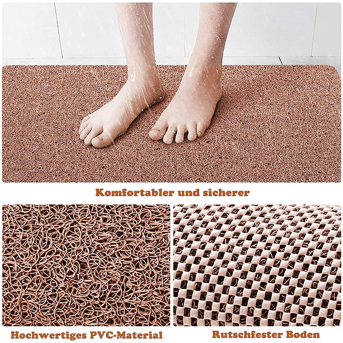 Нековзний килимок для душу Penubuy, нековзний килимок 40 * 60 см з пористою структурою, міцний і простий у догляді ( (B коричневий)