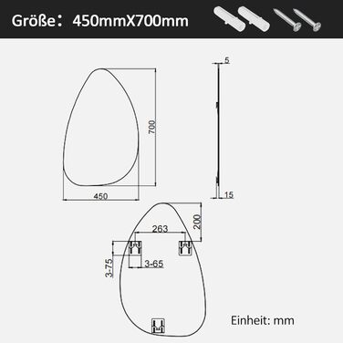 Дзеркало для ванної кімнати Boromal - Чорне, 45x70 см, Вертикальне/Горизонтальне, для ванної, вітальні, туалету