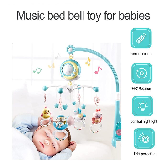 Дитячий мобіль, який обертається на 360° дитяче ліжечко з музикою і підсвічуванням, підвісна дитяче ліжечко для новонароджених