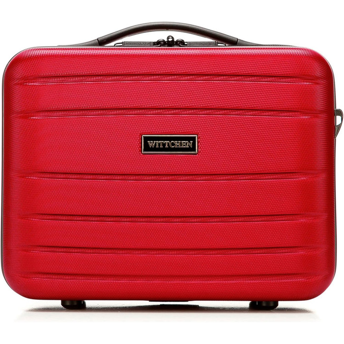 Чемодан на колесах WITTCHEN Globe Line, ручна поклажа, ABS, кодовий замок, 25 x 33 x 33 x 16,5 см, Lufthansa/Eurowings/Ryanair/Condor/Discover Airlines (косметичка, червоний)