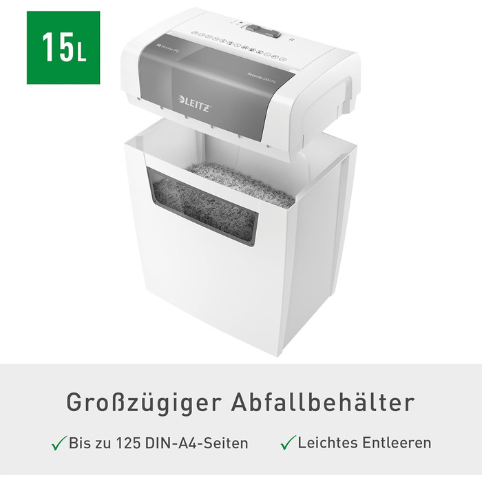 Шредер Leitz IQ Home Aktenvernichter: безпечне знищення документів, P4, 7-6 аркушів, білий, 80340000