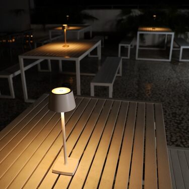 LED настільна лампа бездротова, 6000mAh, IP54, алюміній, сенсорне керування, тепле світло, для спальні, кав'ярні, ресторану