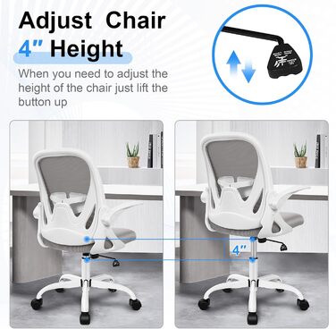 Офісний стіл, ергономічне крісло з регульованою підтримкою попереку та висотою, поворотне, дихаюче, з підйомними підлокітниками