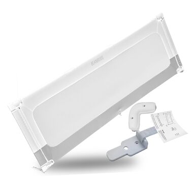 Бортик для ліжка BEANBUDS® захисний, 180 см - сірий. Захист від випадання для дитячого та дорослого ліжка (ламельний та бокспрінг). З ременями для кріплення.