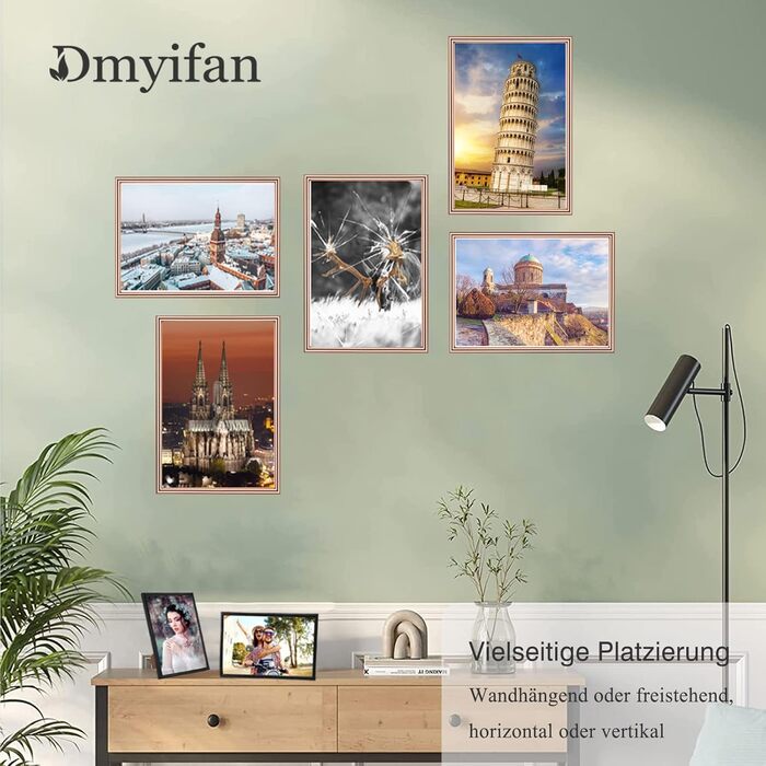 Набір фоторамок 5er Bilderrahmen DIN A4 з плексигласом для фото та портретів: рамка для встановлення та підвішування