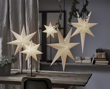 Настільна лампа EGLO з різдвяною зіркою, 3D декоративна зірка з підсвічуванням з паперу з металевою основою, різдвяна настільна лампа чорно-білого кольору з кабелем, розетка E14, висота 55 см, чорна