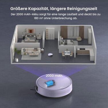 Робот-пилосос OKP K5P Purple: 5000Pa, навігація, HEPA-фільтр, Wi-Fi, для тварин, килимів, твердих підлог