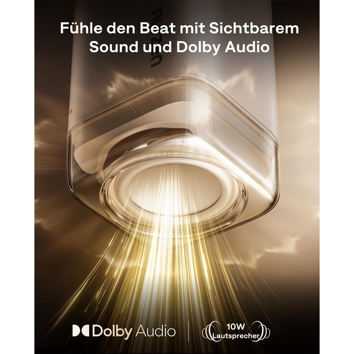 Портативний проєктор Aurzen Boom Air Mini з Google TV та Netflix, 4K, USB-C, Smart, Dolby Audio, WiFi, Bluetooth, автофокус TOF, поворотний штатив, кремово-білий