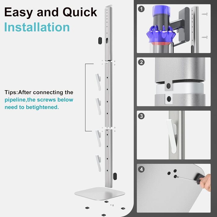 Підставка для пилососа OUTBROS для Dyson V6-V15, підлогова підставка та тримач для аксесуарів, сріблястий