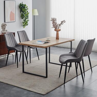 Тюкаїлай Комплект з 2-х обідніх стільців, штучна шкіра, ергономічний, з металевим каркасом, до 150 кг, для кухні та вітальні, коричневий (сірий, комплект з 4-х, велюр)