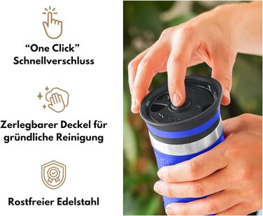 Термокружка Milu 450мл/370мл з нержавіючої сталі, 100% захист від протікання, для кави, подорожей, авто