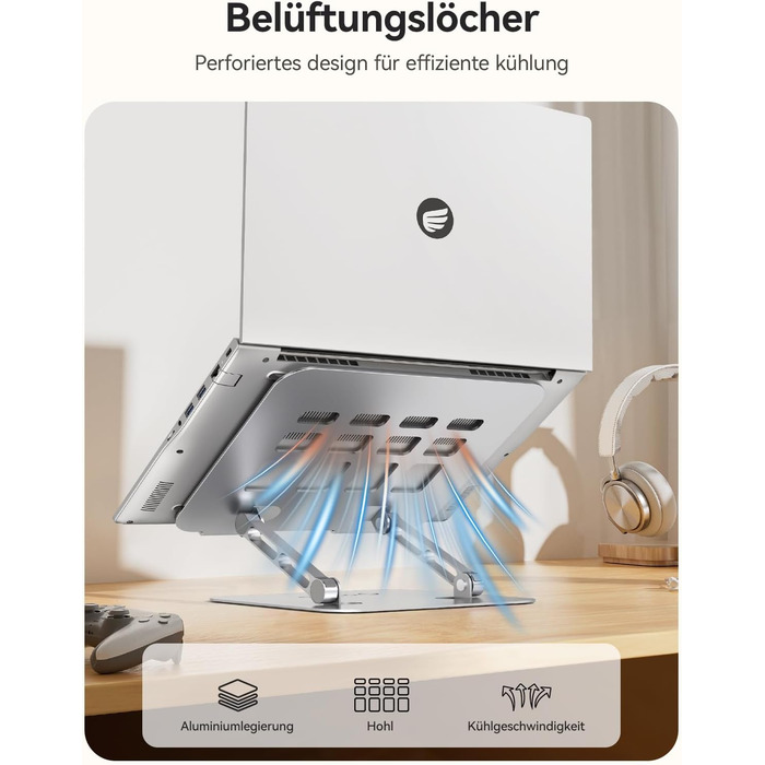 Підставка для ноутбука Orico ST11, регульована висота, складна, алюміній, вентильована, ергономічна, сумісна з MacBook Air/Pro та ноутбуками 10–17