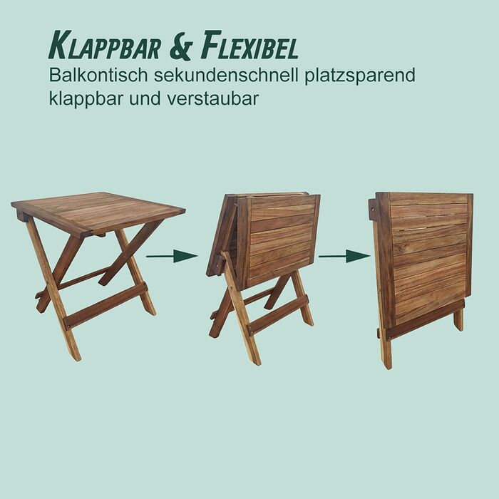 Стіл-трансформер квадратної форми Relaxdays з акацієвого дерева