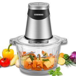 Електричний подрібнювач потужний Multizerkleinerer Blitzhacker 500W 1.8л зі скляною чашею - універсальний кухонний комбайн для приготування дитячого харчування, горіхів, овочів, фруктів та м'яса