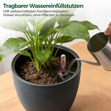 Автоматичний горщик для квітів з індикатором рівня води, 2 шт. - ідеально для зайнятих людей та початківців, підходить для монстери та розмарину (сірий, 17,5 см)