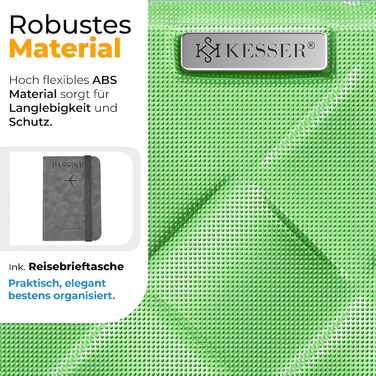 Набір валіз KESSER® 3 шт. | ABS валізи з кодовим замком, ваговою шалькою та органайзером для документів, 360° колеса | Ручна поклажа та великі валізи для подорожей та бізнесу (Apple Green)