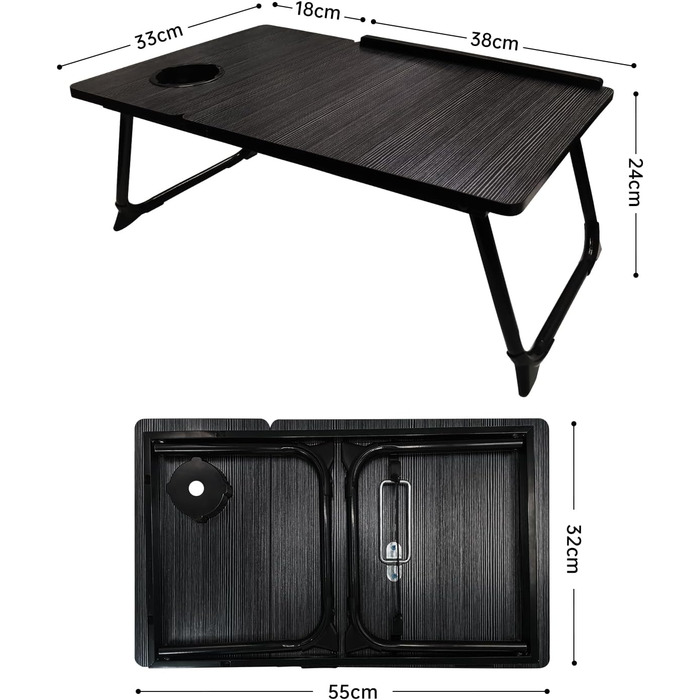 Складаний столик для ноутбука: портативний столик для ліжка та дивану з підстаканником