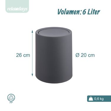 Контейнер для косметики Relaxdays з кришкою-гойдалкою, 6 літрів