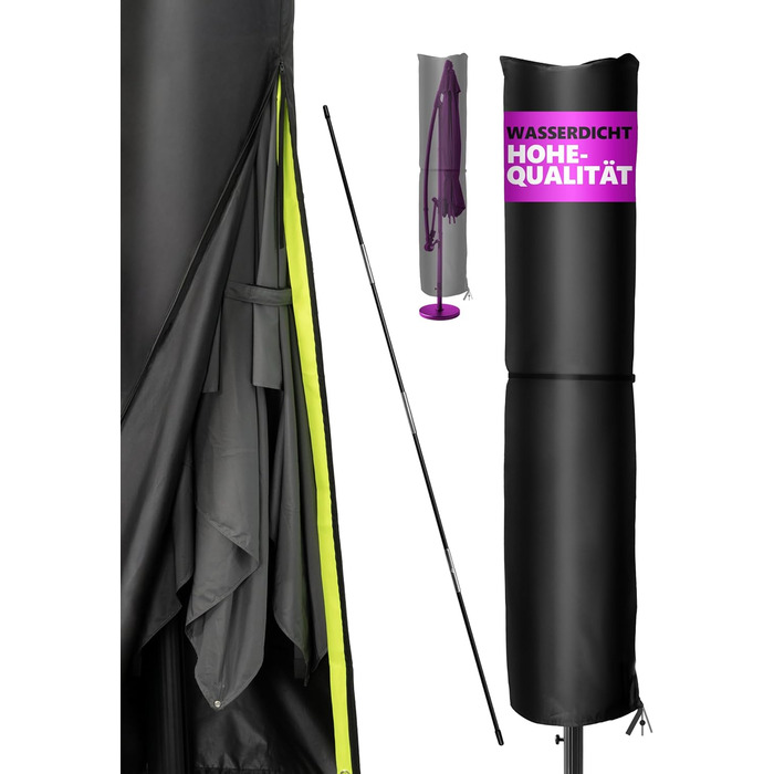 Чохол для парасольки Menz 2-4 м, 420D Oxford, водонепроникний, UV-стійкий, вітростійкий, для саду (чорний, 240x55 см)