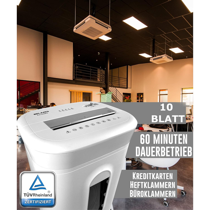 Професійний шредер для документів, безпека P5, 10 аркушів, леза для нищення, тихий, для офісу, нищення скріпок та степлерних скоб