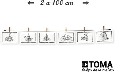 ЛеТОМА - мотузка для фотографій з 16 затискачами, включаючи запатентований тримач для мотузки, ідеально підходить для швидкого розвішування фотографій і листівок-мотузка для фотографій з високоякісної натуральної конопель ручної роботи в Німеччині (100 см