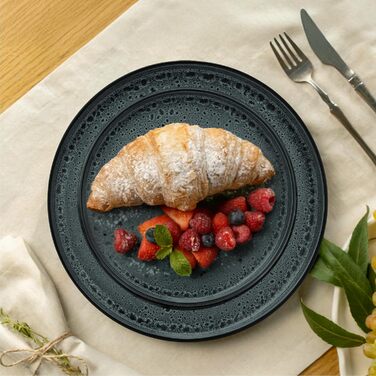 Набір керамічного посуду Twinzee Riviera Granite, 24 предмети для 6 осіб, стійкий до мікрохвильової печі, керамічний сервіз