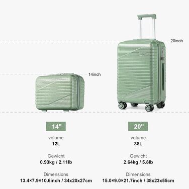 Дорожній набір Sea Choice: валіза 55 см 38 л та косметичка, жорсткий корпус, 4 колеса, TSA-замок, полікарбонат