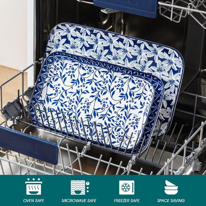 Набір тарілок Vancasso Selene, прямокутні білі порцелянові тарілки для закусок, суші, десертів, 22x13 см (3 шт)