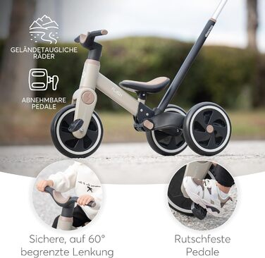 KikkaBoo Flash 5-в-1: Біговел/Триколісний велосипед для дітей від 18 місяців, сталевий каркас, EVA колеса, регульована ручка, сірий