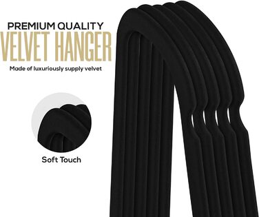Утопія Головна - (50 шт.) оксамитові нековзні Вішалки преміум-класу-нековзні і міцні оксамитові вішалки з зав'язками для краватки-досить міцні, щоб утримувати куртки і светри (Чорний)