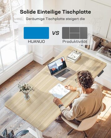Електричний стіл HUANUO з регулюванням висоти 160x80 см, білий + чорний