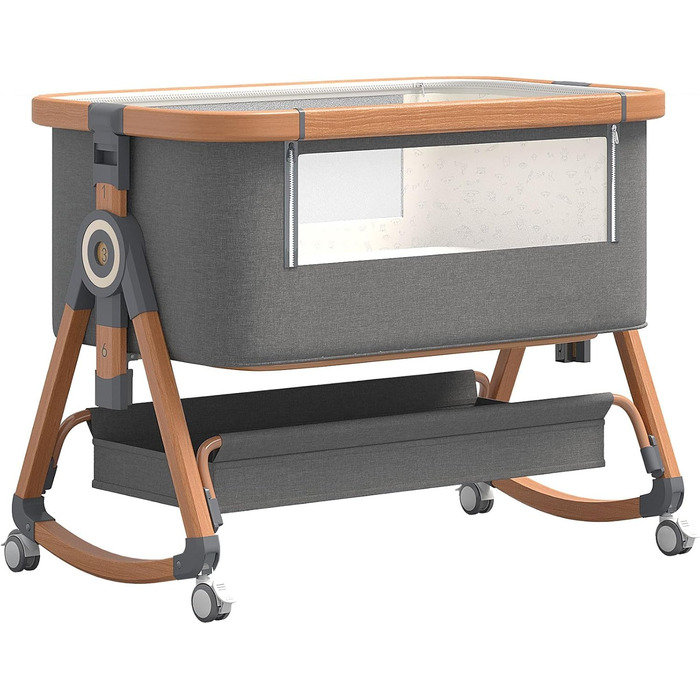 Дитяче ліжко-манеж GLOKID 3 в 1 з регулюванням висоти та нахилу матрацу (золотисто-сірий)