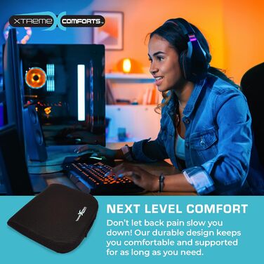 Подушка для сидіння Xtreme Comforts - підходить для офісного крісла, робочого столу, інвалідного візка та авто. Зручна спинна подушка з ручкою.