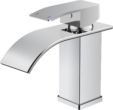 Змішувач для ванної кімнати FORIOUS з водоспадом, одноручний, хром, висота виливу 80 мм, економія води та енергії