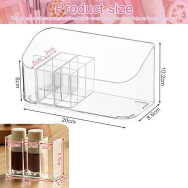 Органайзер для макіяжу SIYINGSAERY Акрилова коробка для зберігання косметики з 9 відділеннями 2 знімні роздільники Органайзер для зберігання косметики Коробка для макіяжу Органайзер для косметичного догляду за шкірою для комода
